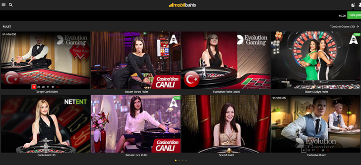 mobilbahis canlı casino bölümü