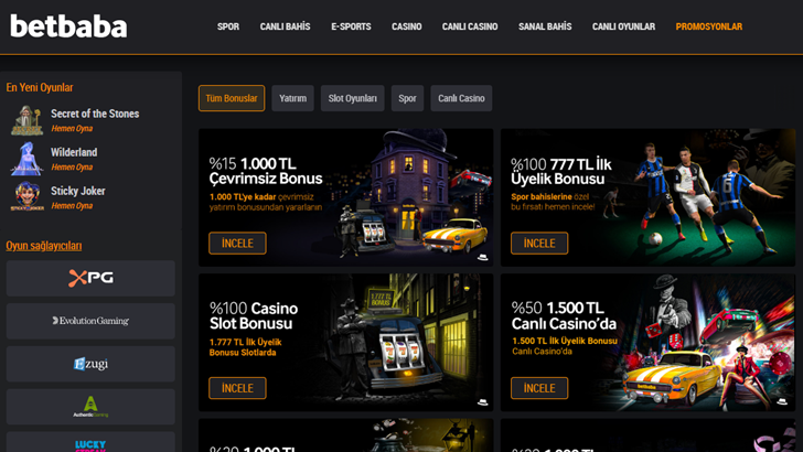 Betbaba bonus teklifleri