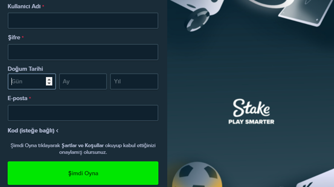 Stake Üyelik formu